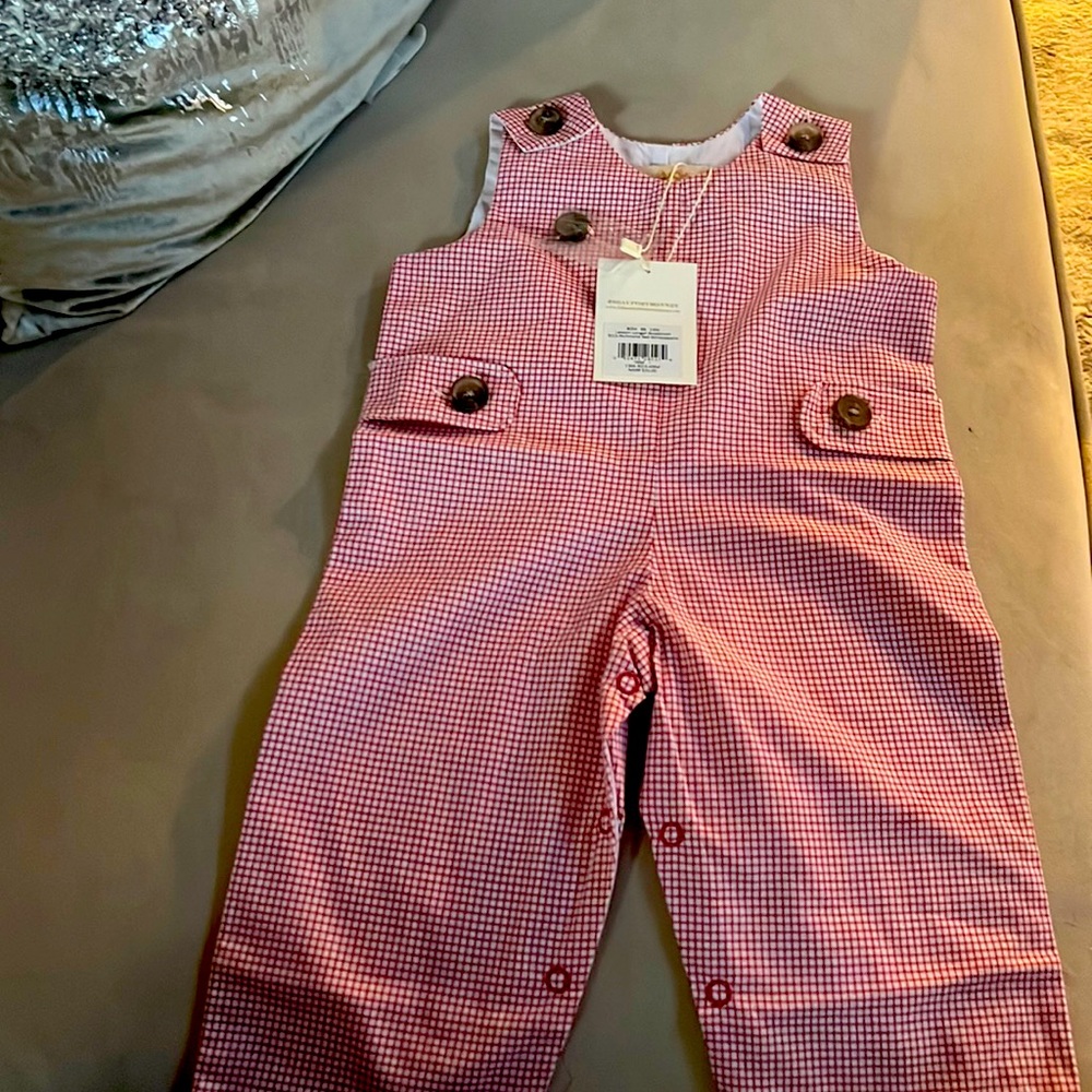 TBBC long jon jon in red gingham check. Size 0-6